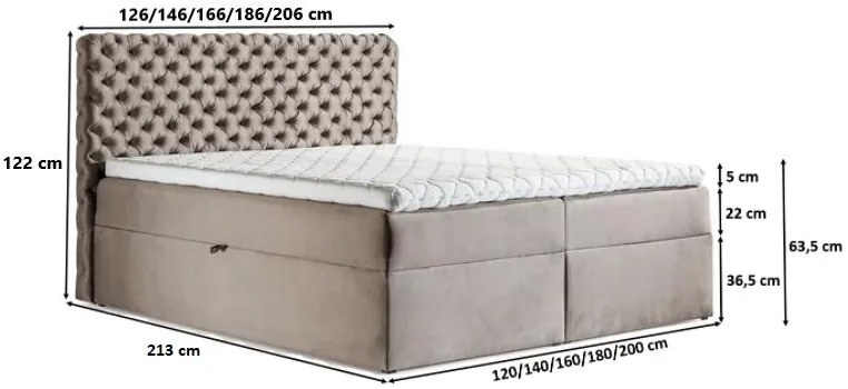 Тапицирано легло Chesterfield-Kafe-140 x 200