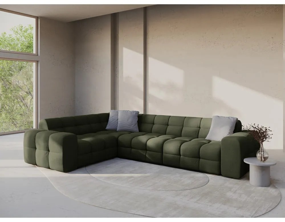 Зелен ъглов диван (ляв ъгъл/L форма) Kendal – Micadoni