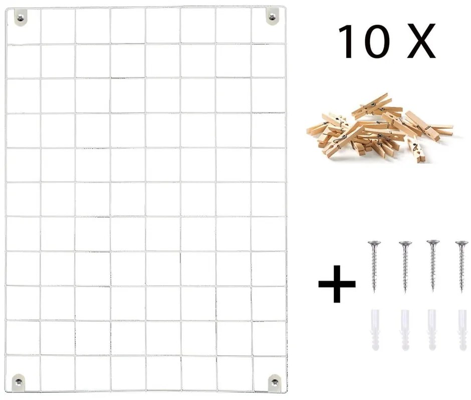 Бяла метална дъска за напомняне, 50 x 70 cm - Evila Originals