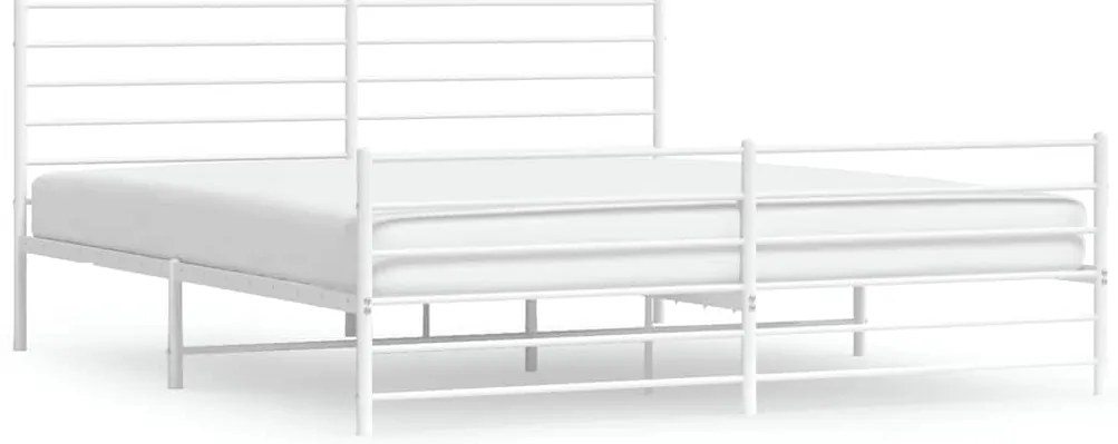 352391 vidaXL Метална рамка за легло с горна и долна табла, бяла, 183x213 см