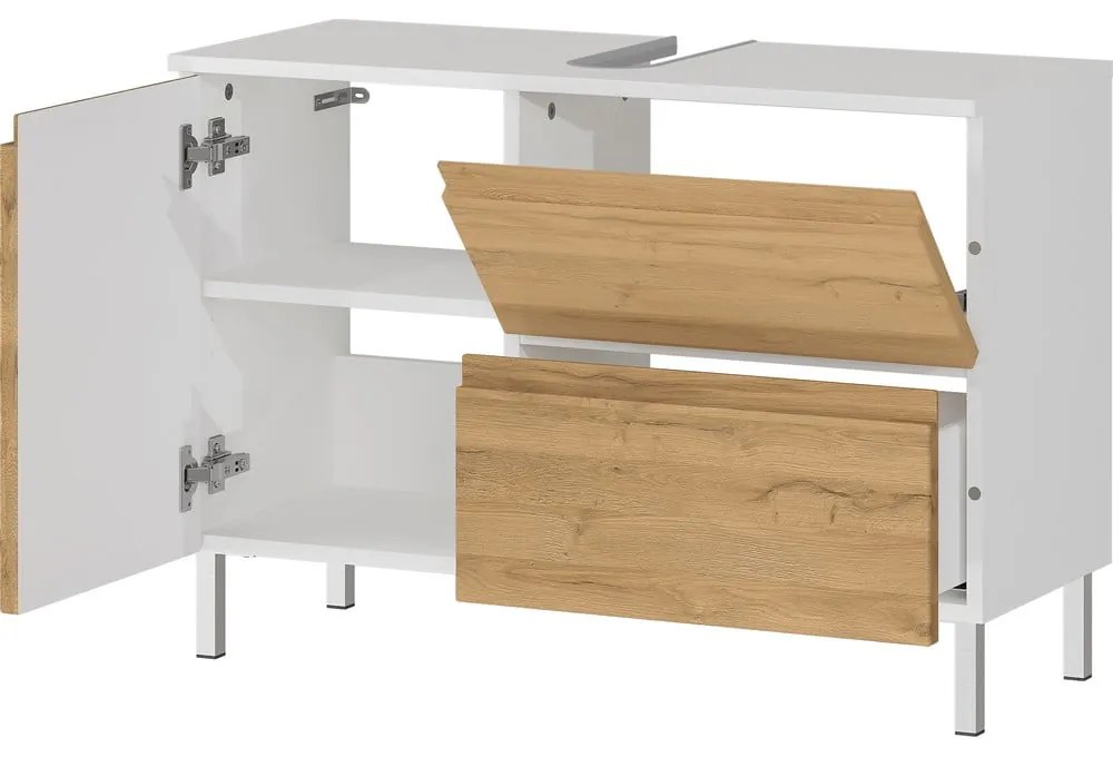 Бял шкаф под умивалника от дъб 80x56 cm Torrance - Germania