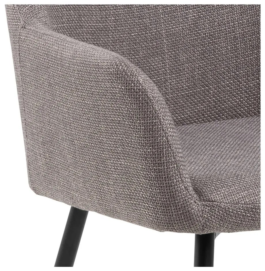 Светлосиви тапицирани трапезни столове в комплект с подлакътници 2 бр. Lizzy – Actona