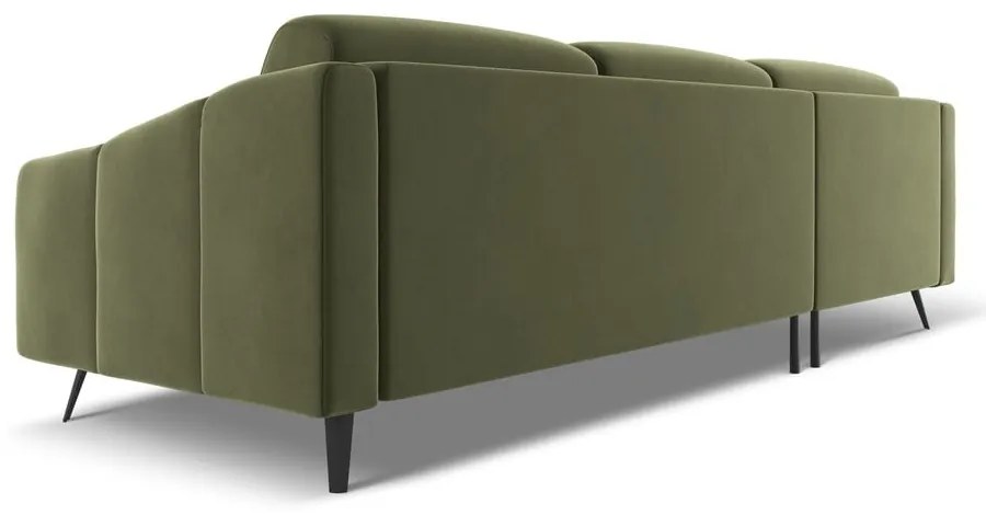 Зелен кадифен ъглов диван (ляв ъгъл) Nalu – Makamii