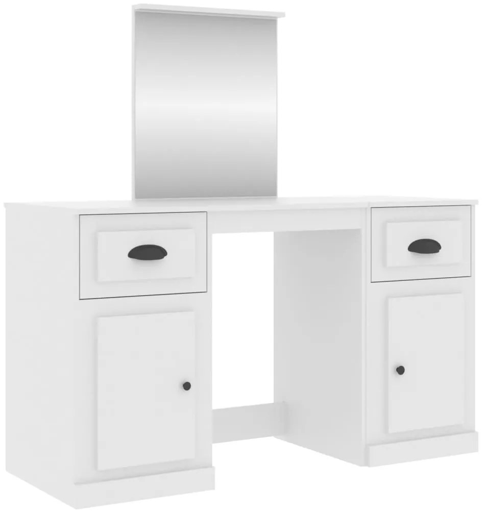 3185335 vidaXL Тоалетка с огледало, бяла, 130x50x132,5 см