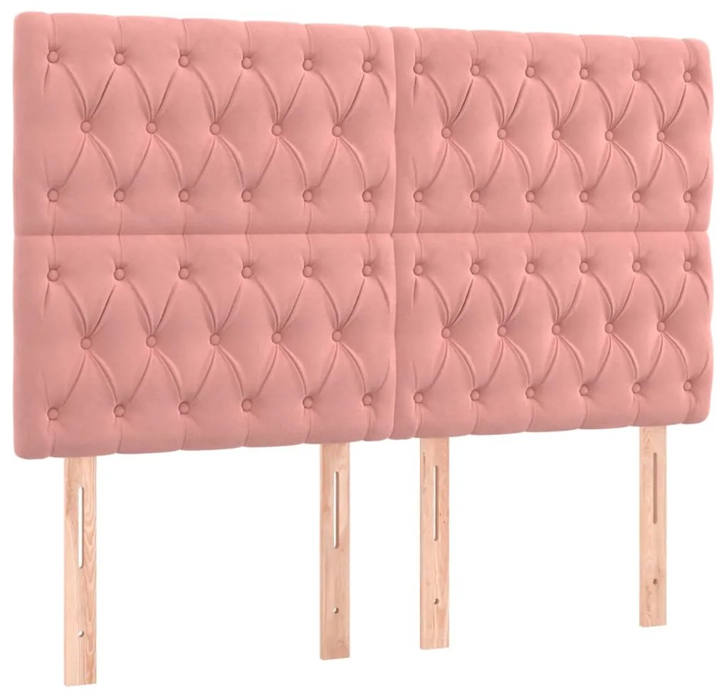 3116727 vidaXL Табла за легло, розова, 160x7x118/128 см, кадифе