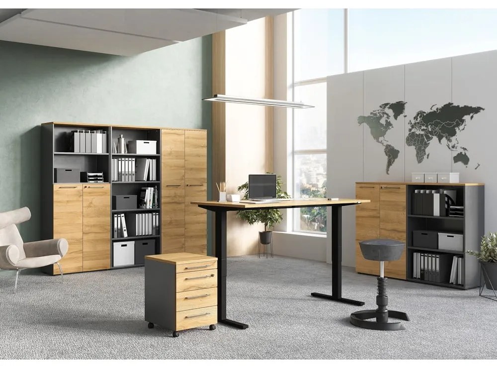 Дъбов шкаф за книги в естествен цвят 80x120 cm Agenda - Germania