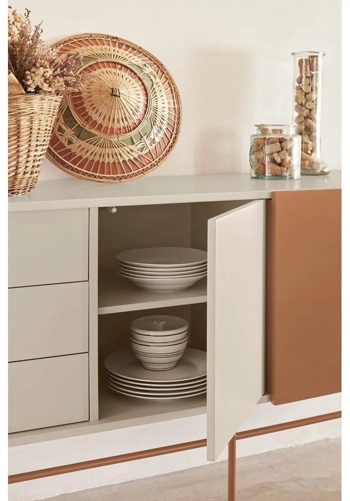 Нисък скрин с плъзгащи се врати в светлосиво-тухлено 180x91 cm Nube - Teulat