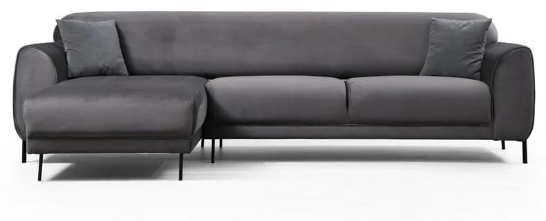 Тъмно сив ъглов разтегателен диван с кадифена повърхност , ляв ъгъл Image - Artie