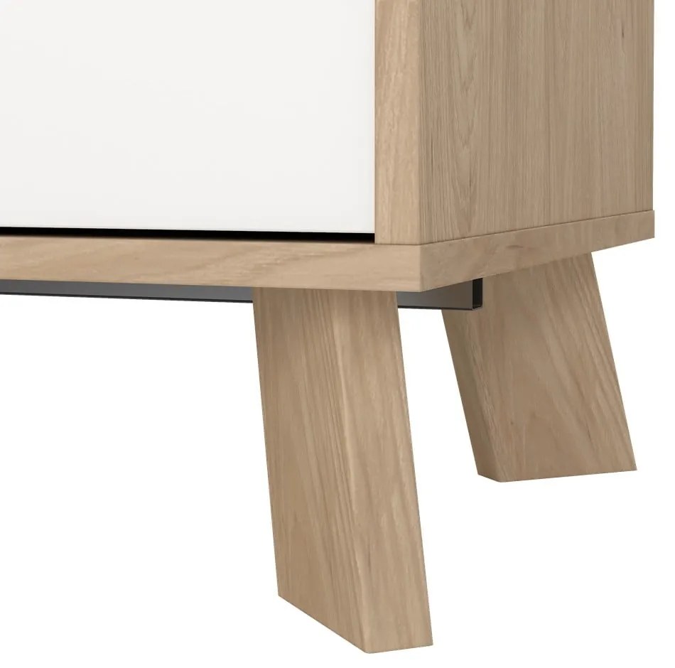 Скрин от дъбов декор в бял и естествен цвят 147x73x39 cm Ikast – Tvilum