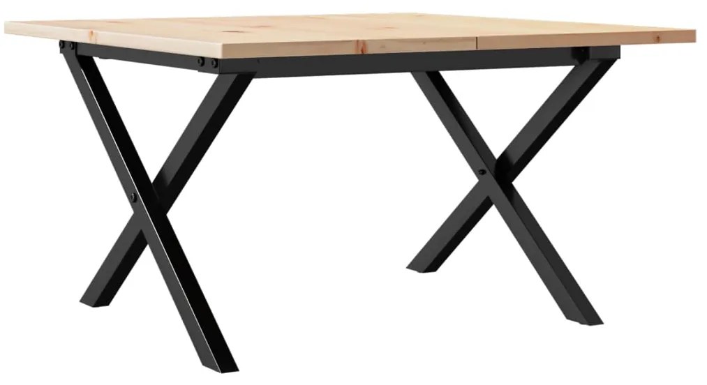 3282682 vidaXL Кафе маса X-образна рамка 60x60x40 см бор масив и стомана