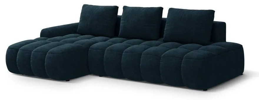 Кадифен сгъваем/с място за съхранение ъглов диван в петролен цвят (ляв ъгъл) Linz – Cosmopolitan Design