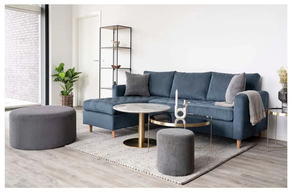 Кръгла масичка за кафе в бяло и златно с мраморен плот 70x70 cm Bolzano - House Nordic