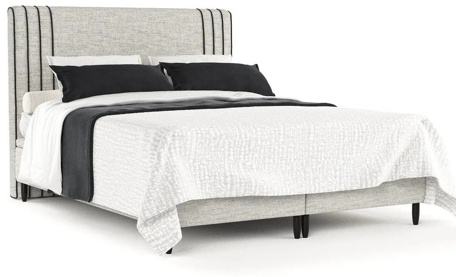 Светлосиво тапицирано двойно легло с място за съхранение 180x200 cm Musca – Maison de Rêve