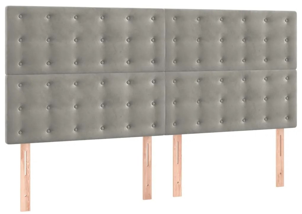 3116820 vidaXL Горни табли за легло, 4 бр, светлосиви, 80x5x78/88 см кадифе