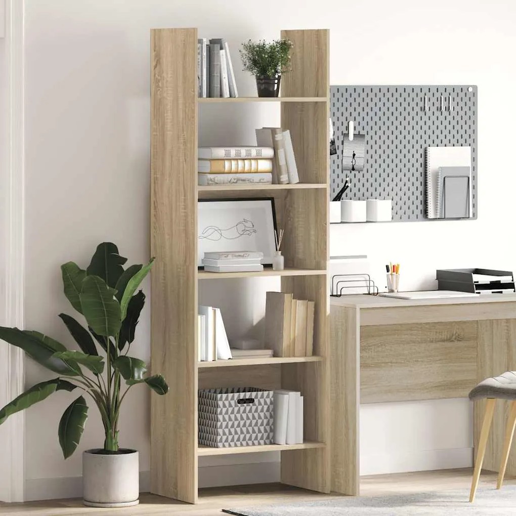 803410 vidaXL Библиотека, дъб сонома, 60x35x180 см, инженерно дърво