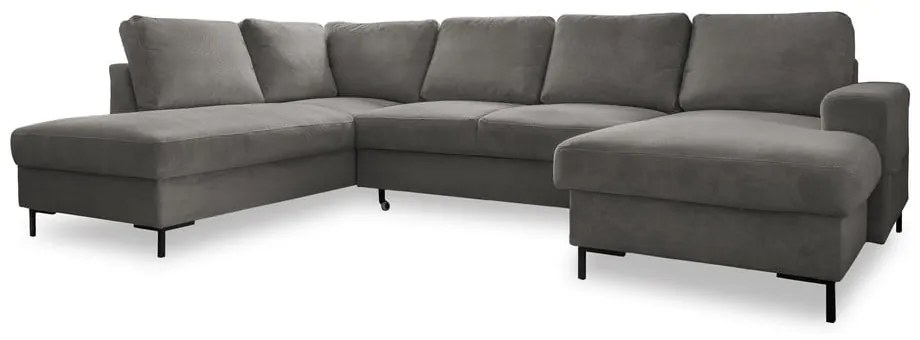 Сив разтегателен ъглов диван от рипсено кадифе (ляв ъгъл) Lofty Lilly – Miuform