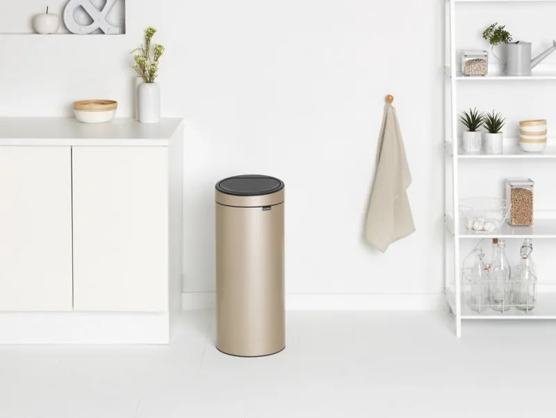 Кош за боклук Brabantia Touch Bin New 1003221, 30 л, Безшумно и плавно затваряне, Златен металик