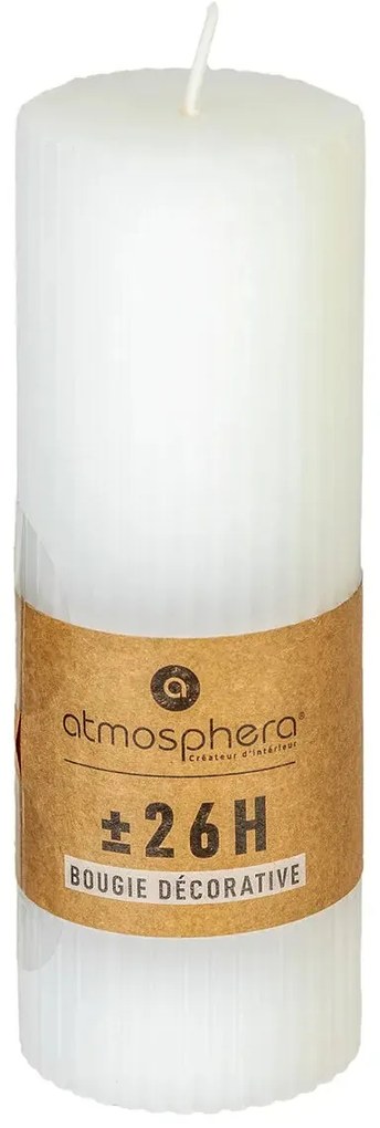 Свещ без аромат atmosphera Demi, Кръгла, 5x14 cm - Бял