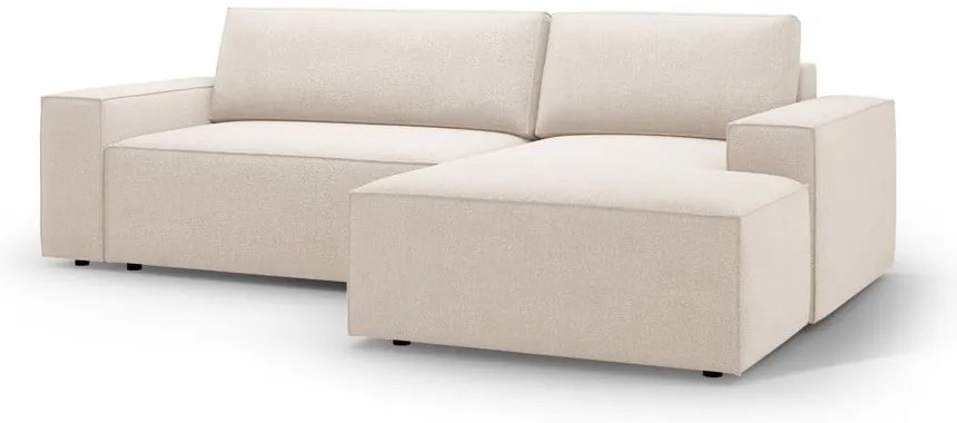 Бежов разтегателен ъглов диван от букле (десен ъгъл) Jodie – Micadoni Home