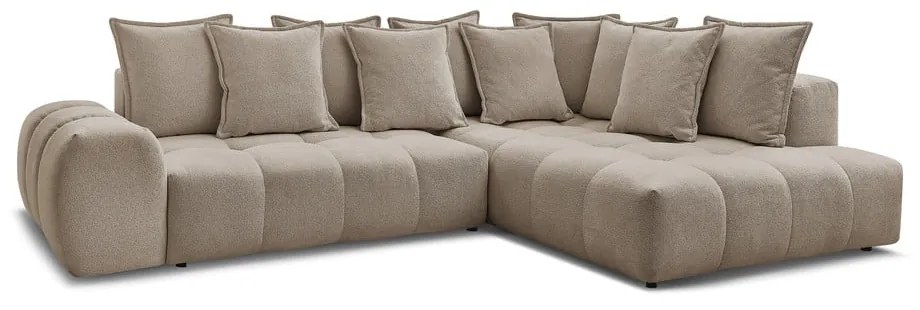 Кафяво-сив шенилов сгъваем/с място за съхранение ъглов диван (десен ъгъл/L форма) Everest – Bobochic Paris