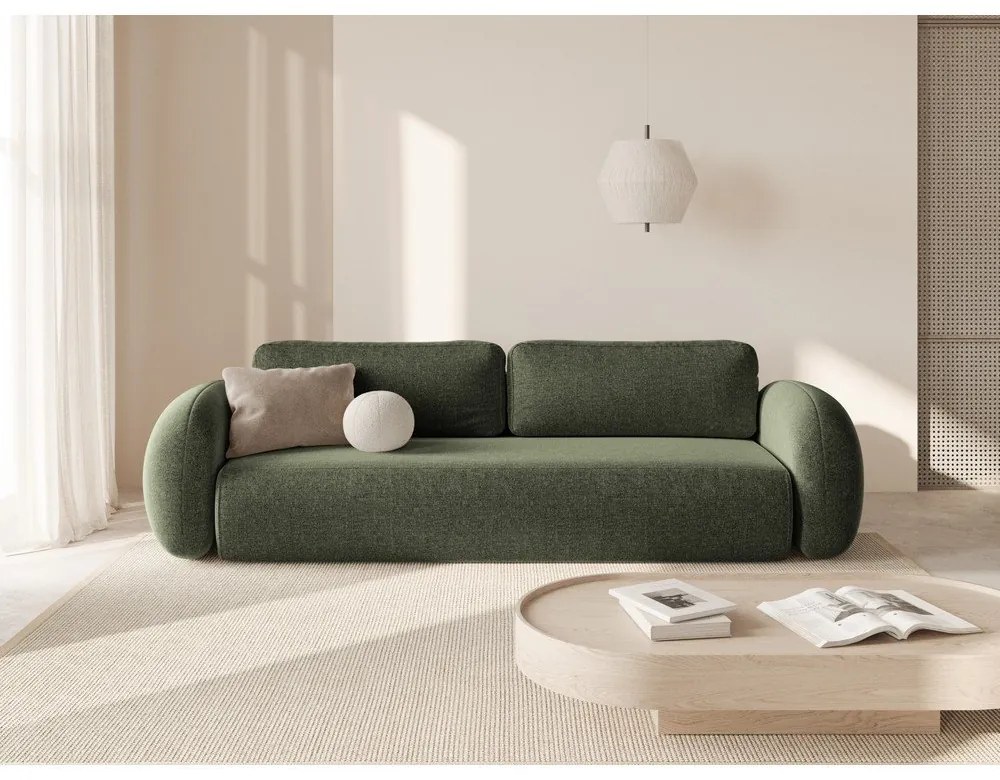 Зелен шенилов сгъваем/с място за съхранение диван 262 cm Tonale – Cosmopolitan Design