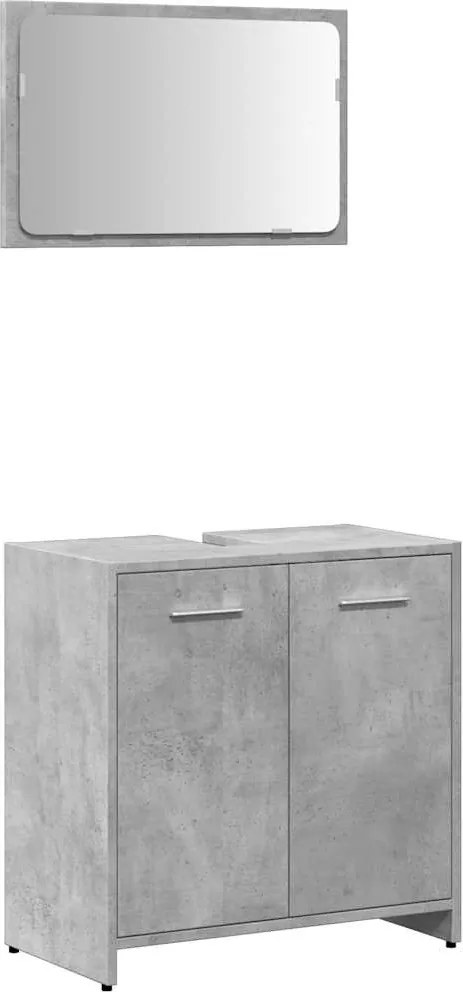 856041 vidaXL Шкаф за баня с огледало, бетонно сиво, инженерно дърво