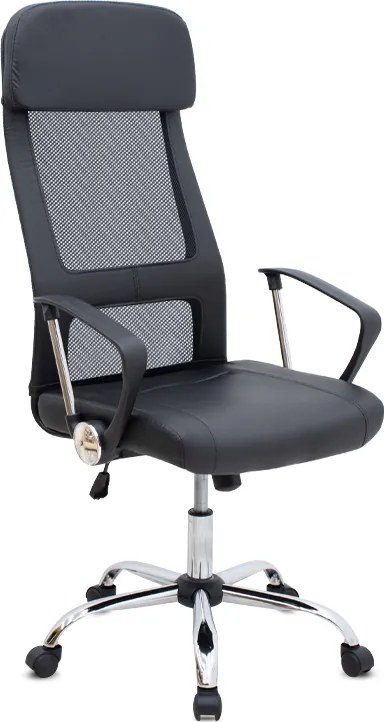 Офис стол Ovis с PU и мрежеста тъкан в черен цвят 63x63x119/129см.