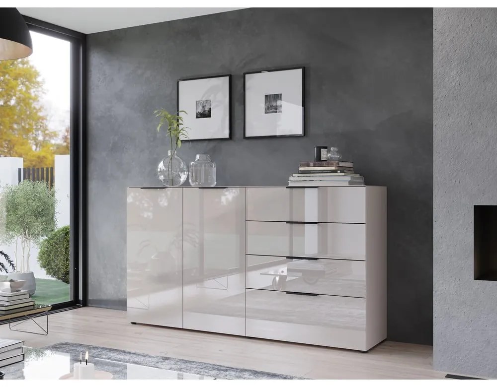 Кремав нисък скрин 184x102 cm Oakland – Germania