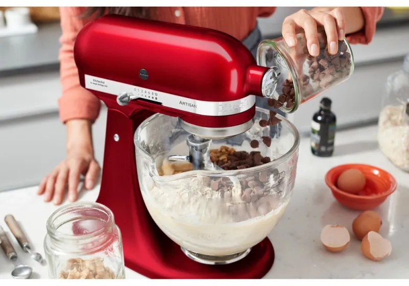 Планетарен миксер Artisan Elegance KitchenAid 5KSM185PSEER, 300W, 4.8 л, Direct drive, 10 скорости, Червен