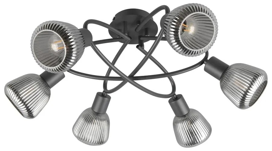 Черно осветително тяло за таван със стъклен абажур Tarifa – Trio