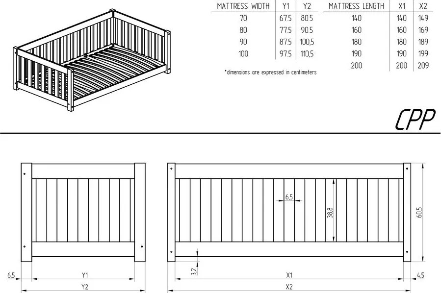 Детско разтегателно легло с място за съхранение с включена подматрачна рамка в естествен цвят 80x200 cm CPP – Adeko