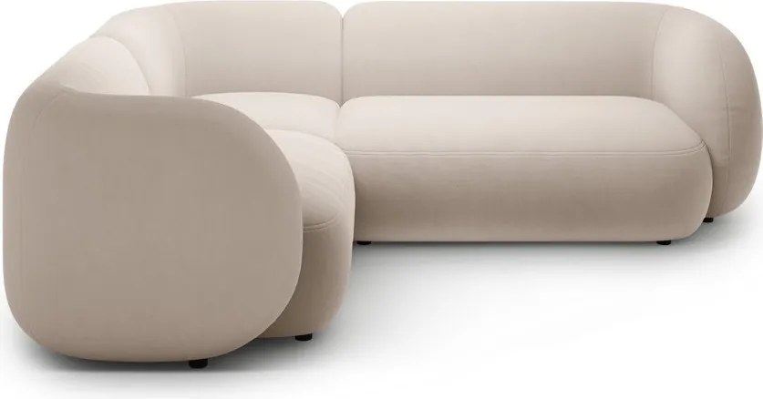 Бежов кадифен ъглов диван (ляв ъгъл/L форма) Kate – Micadoni