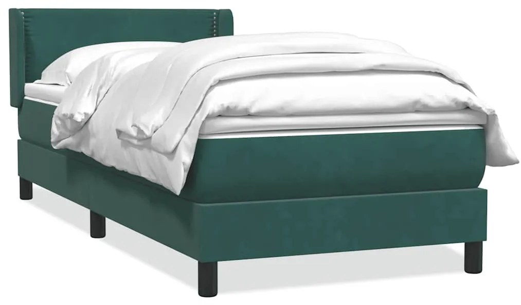 3318012 vidaXL Box Spring легло с матрак Тъмнозелено 80x210 cm Кадифе