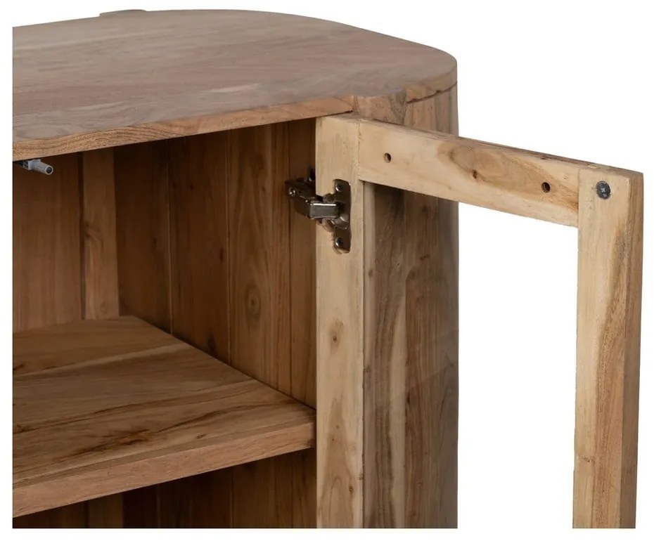 Витрина от масивна акация в естествен цвят 180x80x40 cm Creel – Ixia