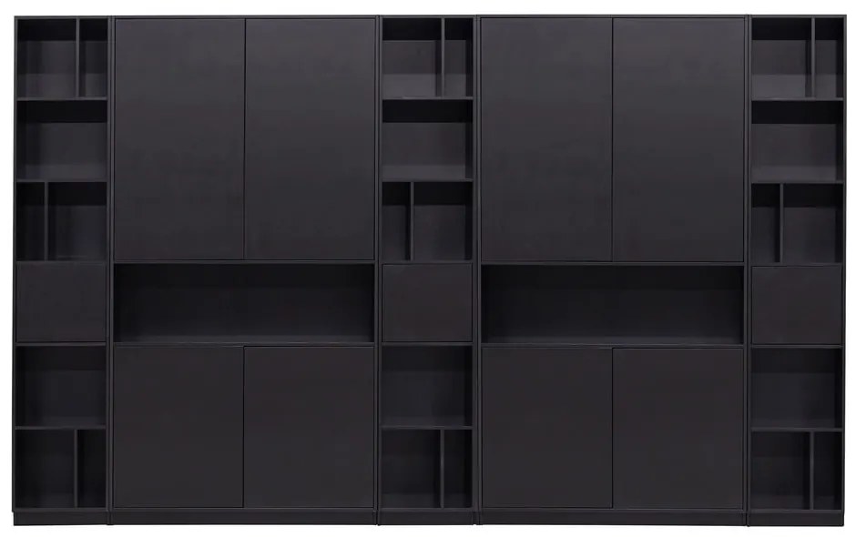 Черна модулна библиотека от масивен бор 340x210 cm Finca – WOOOD