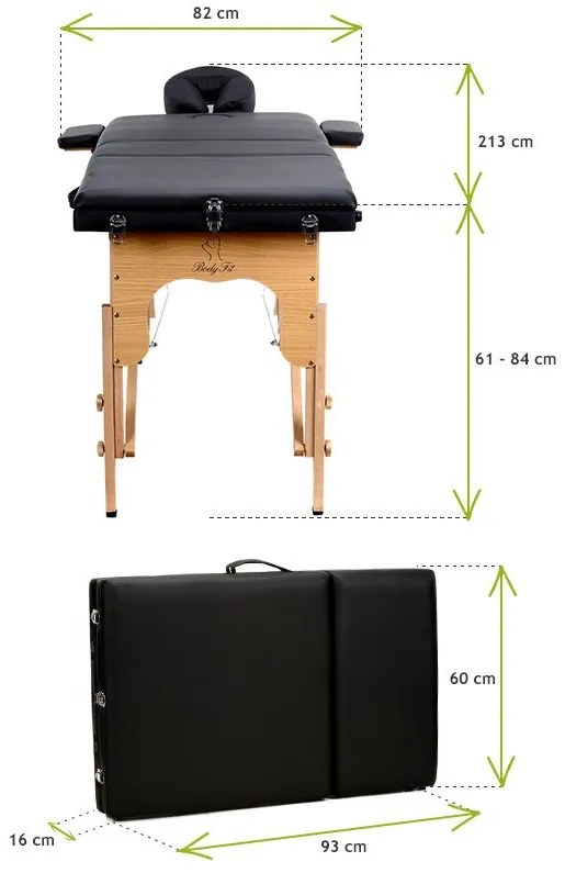 3-сегментна маса за масаж - дървена Бежово