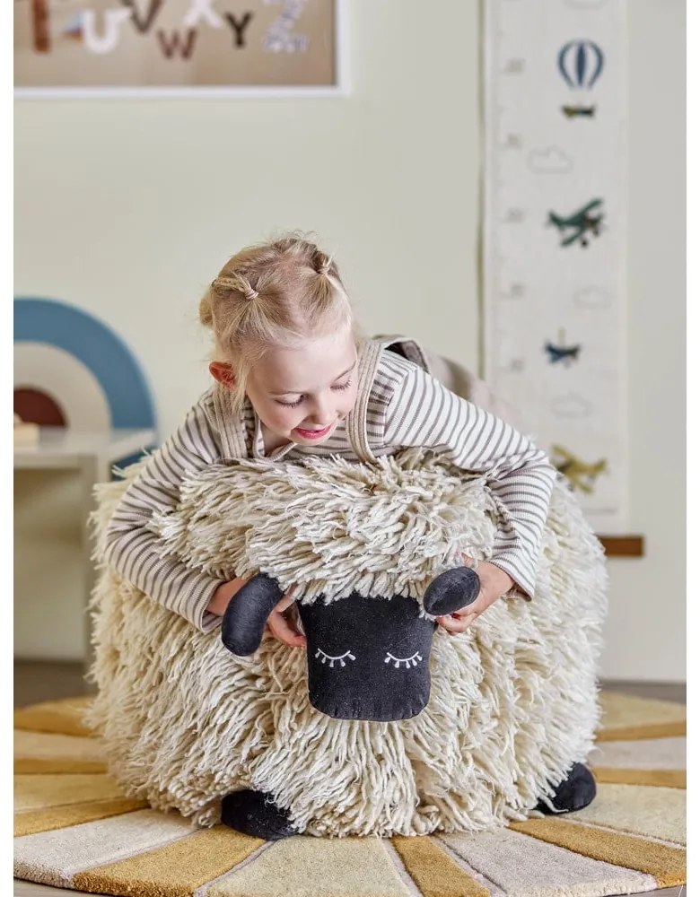 Кремав вълнен детски пуф Dolly – Bloomingville Mini