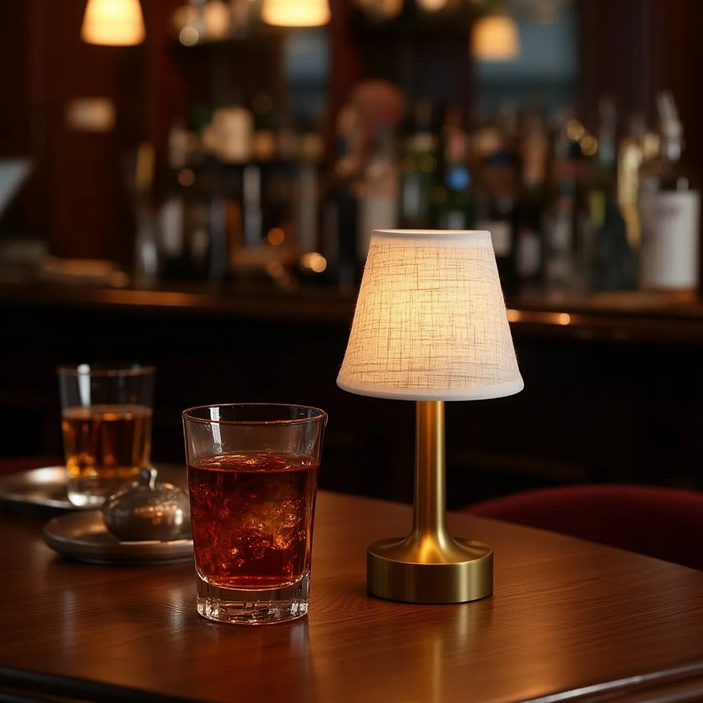 Комплект от 2 настолни лампи златисти с бежово RGBW презареждаеми - Elise