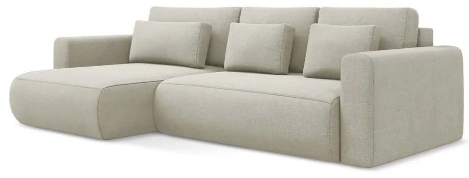 Бежов разтегателен ъглов диван с място за съхранение (ляв ъгъл) Kapua – Makamii