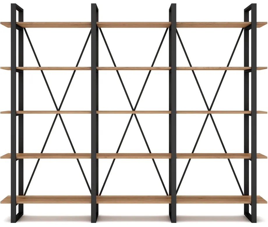 Рафт от черен/естествен дъб 218x180 cm Aviva - Marckeric