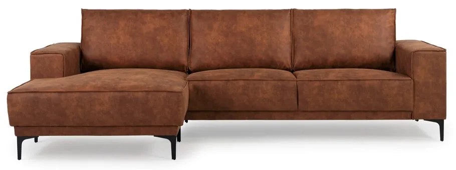 Кафяв ъглов диван от изкуствена кожа (ляв ъгъл) Copenhagen - Scandic