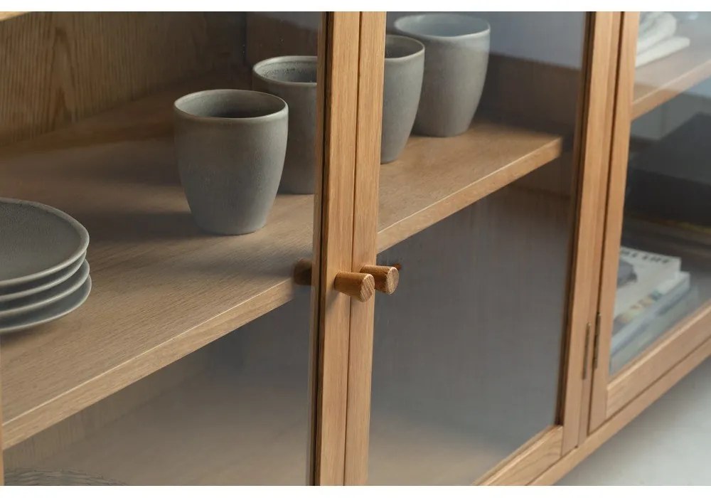 Витрина от декор от дъб в естествен цвят 180x80x40 cm Ceci – MOME