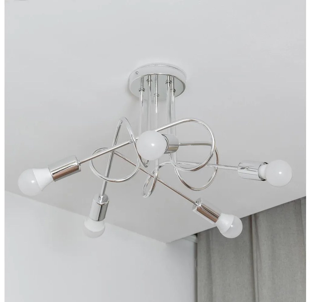 Плафонен полилей OXFORD 5xE27/15W/230V лъскав хром