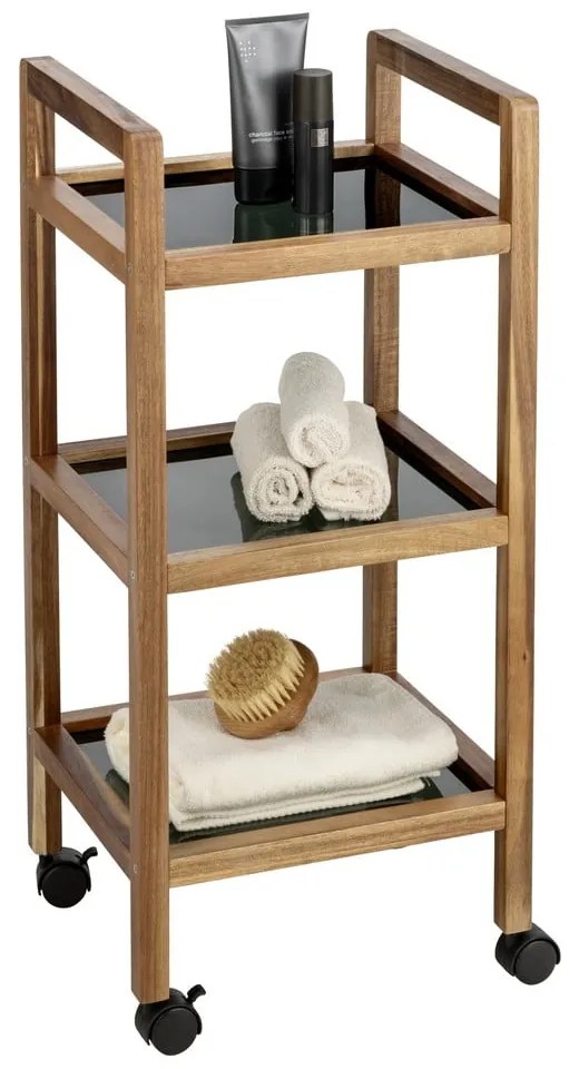 Рафт за баня от масивна акация в черен и естествен цвят 35x76,5 cm Fondi – Wenko