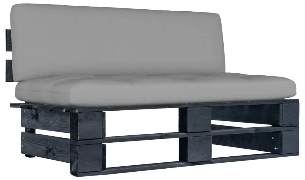 3066507 vidaXL Градинска палетен среден диван черно импрегнирано борово дърво