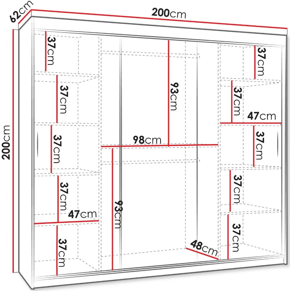 Гардероб Selfie 200 плъзгащ-Артисан-Дължина: 200 см