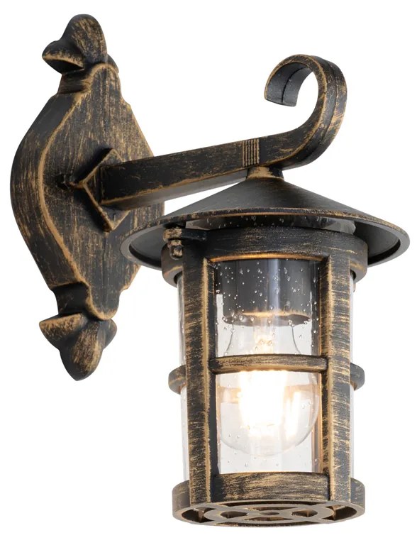 Класически външен стенен фенер антично злато IP44 - Herb