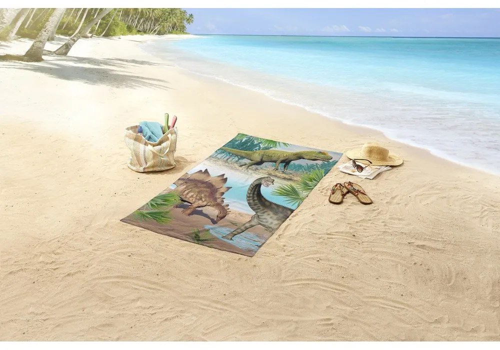 Детска кадифена плажна кърпа 75x150 cm Dino – Good Morning
