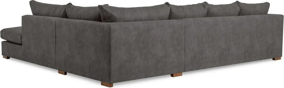 Антрацитен ъглов диван от изкуствена кожа (десен ъгъл) Hamburg – Scandic