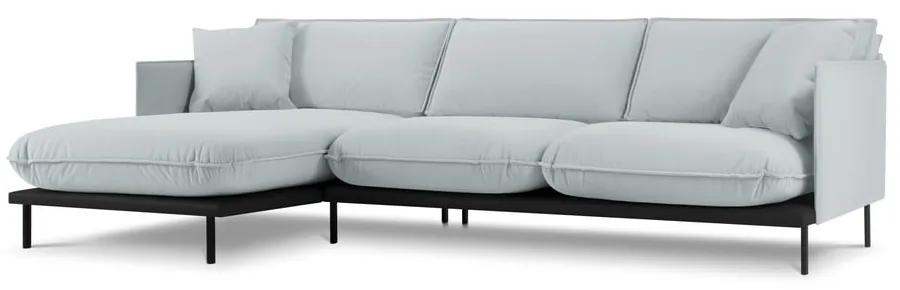 Светлосив ъглов диван с кадифена повърхност, ляв ъгъл Auguste - Interieurs 86